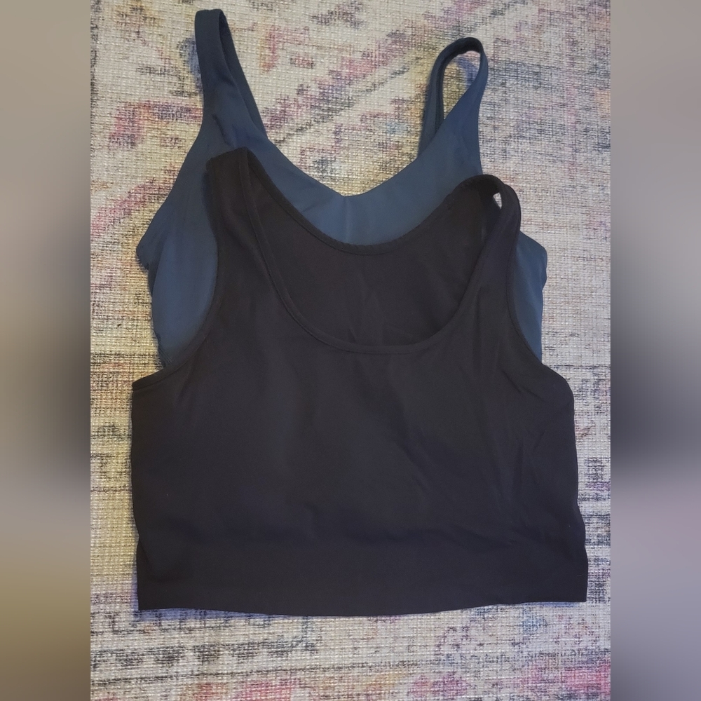 Set Of 1 Black and 1 Blue AMAZON Long Line Sports Bras Size L